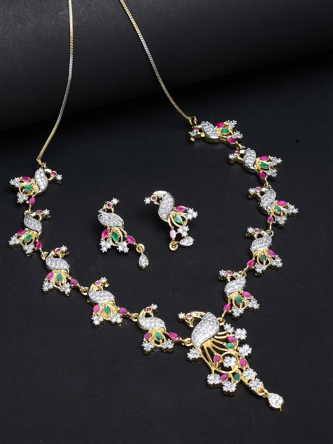 

ZENEME Gold-Plated CZ-Studded Jewellery Set
