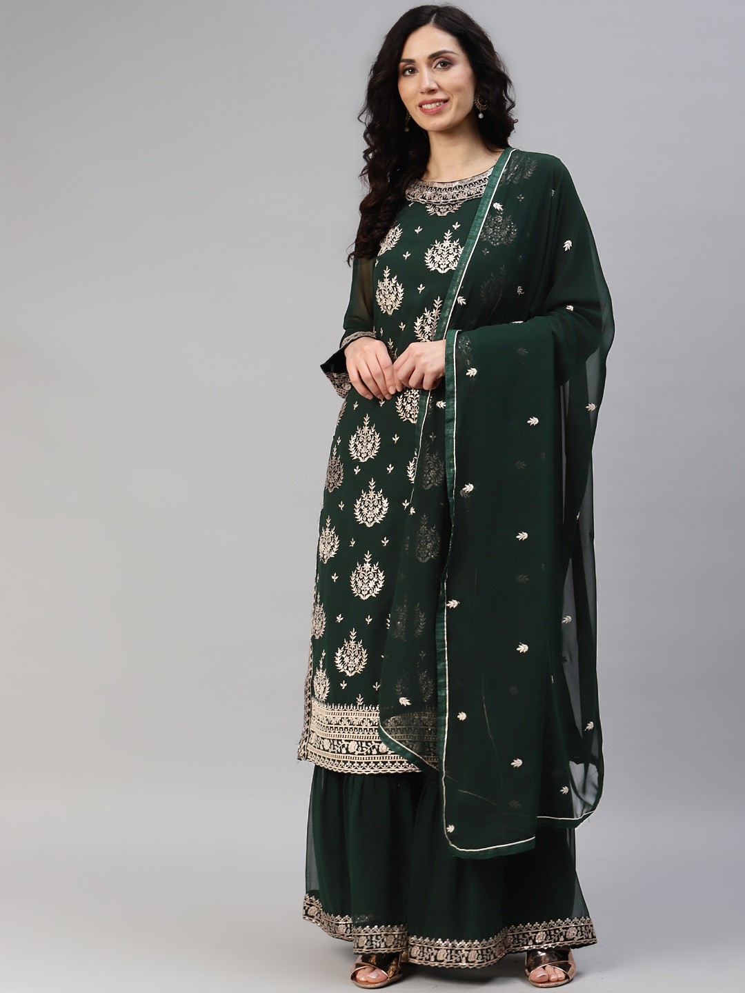 

Readiprint Fashions Embroidered Semi-Stitched Dress Material, Green