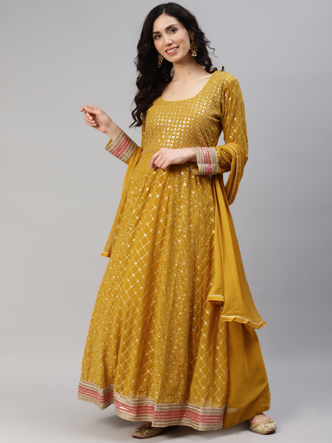 

Readiprint Fashions Embroidered Semi-Stitched Dress Material, Mustard