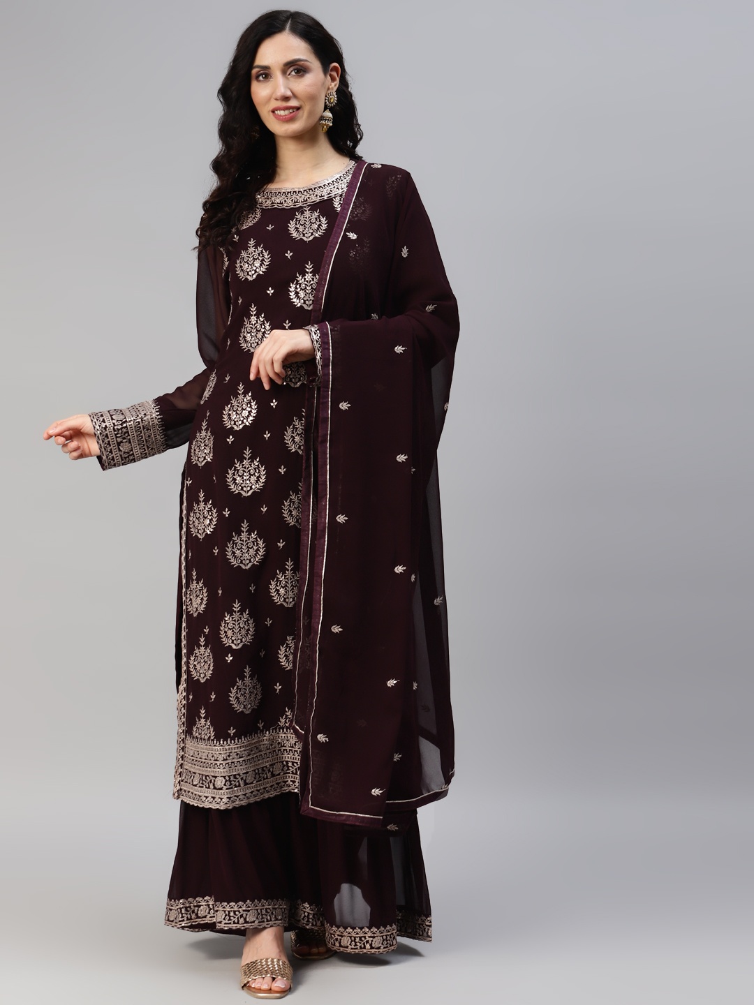

Readiprint Fashions Embroidered Semi-Stitched Dress Material, Violet