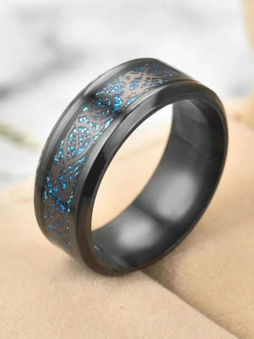 

UNIVERSITY TRENDZ Men Rhodium-Plated Blue Finger Ring, Silver