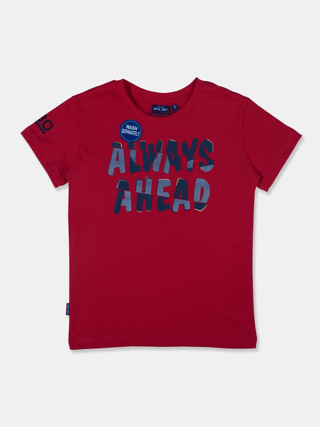 

Gini and Jony Boys Graphic Printed Cotton T-shirt, Red