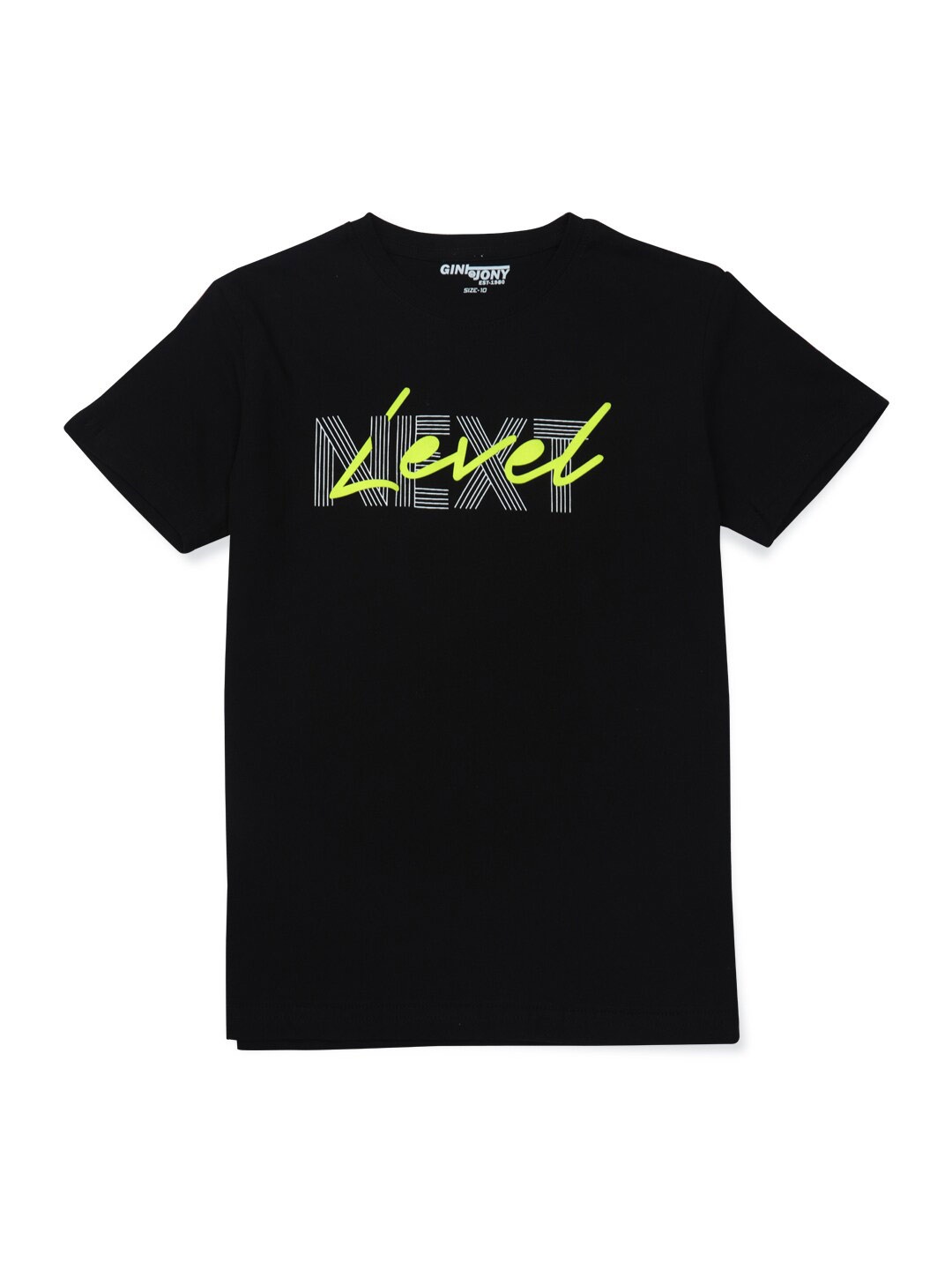 

Gini and Jony Boys Typography Printed T-shirt, Black