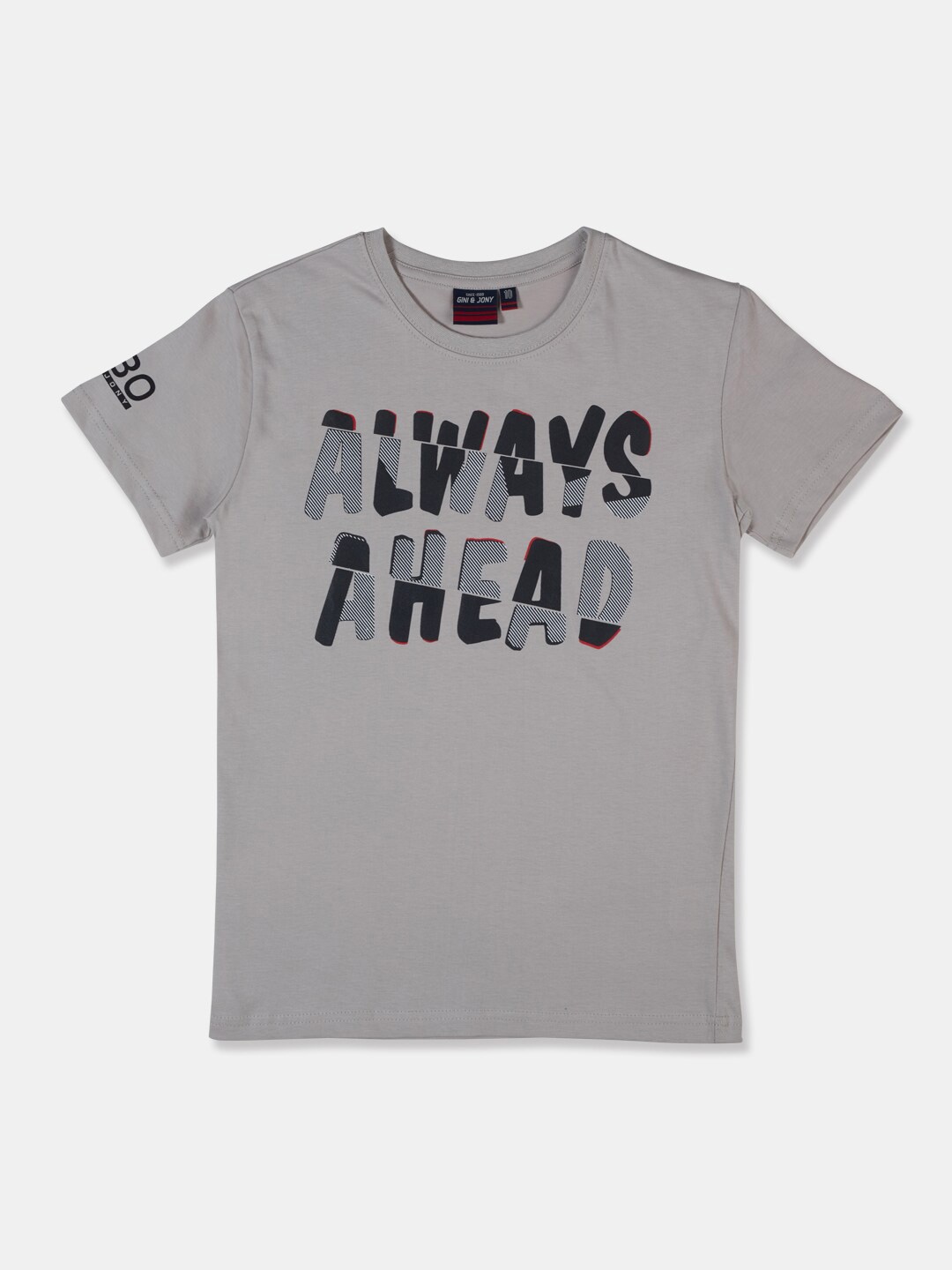 

Gini and Jony Boys Printed Round Neck Cotton T-shirt, Grey
