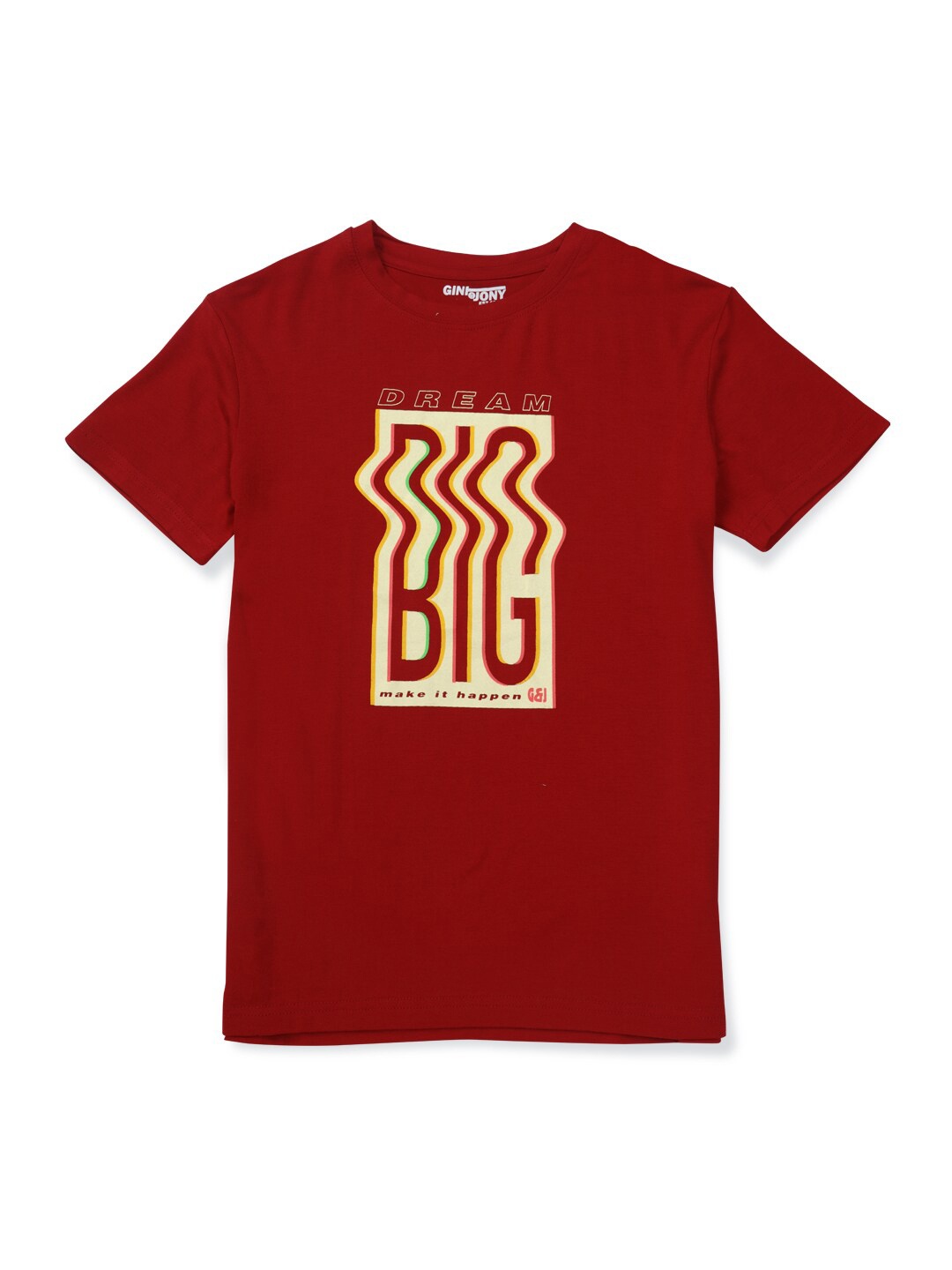 

Gini and Jony Boys Cotton Typography T-shirt, Red