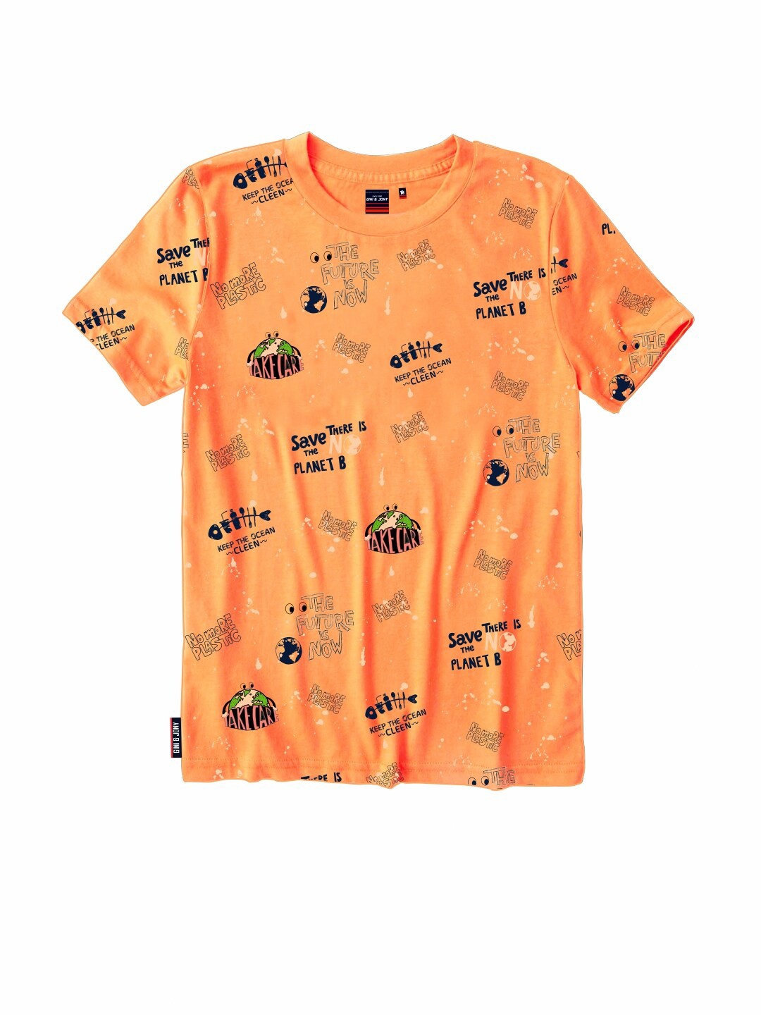 

Gini and Jony Boys Typography Printed Cotton T-shirt, Orange