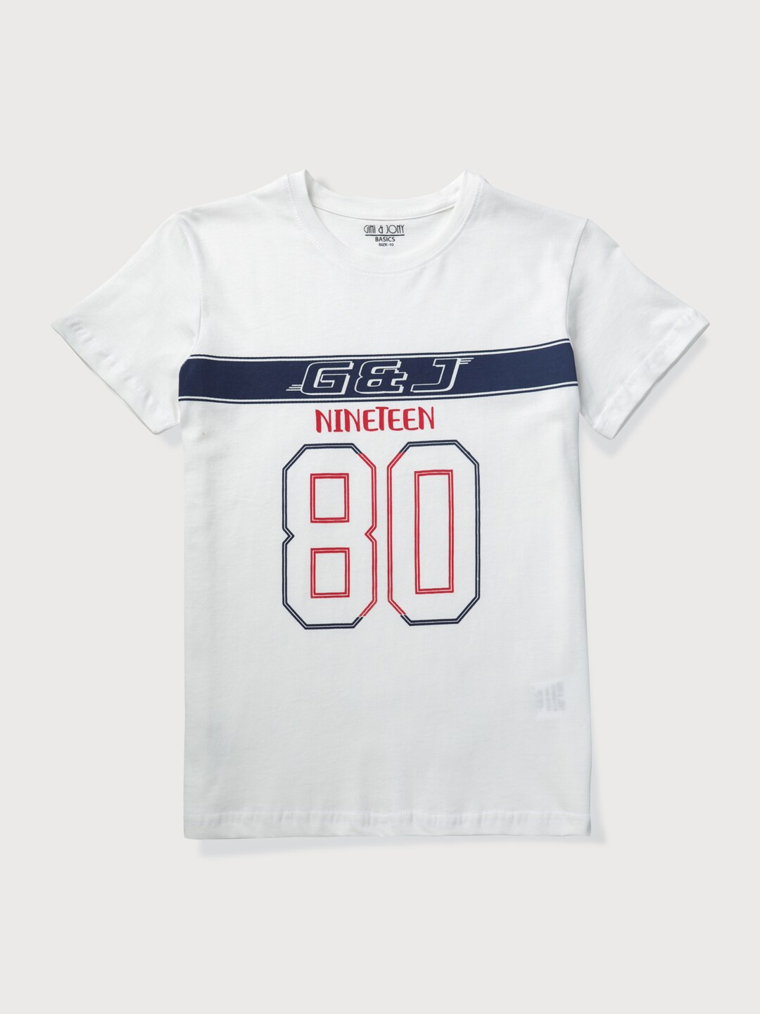 

Gini and Jony Boys Printed Round Neck Cotton T-shirt, White