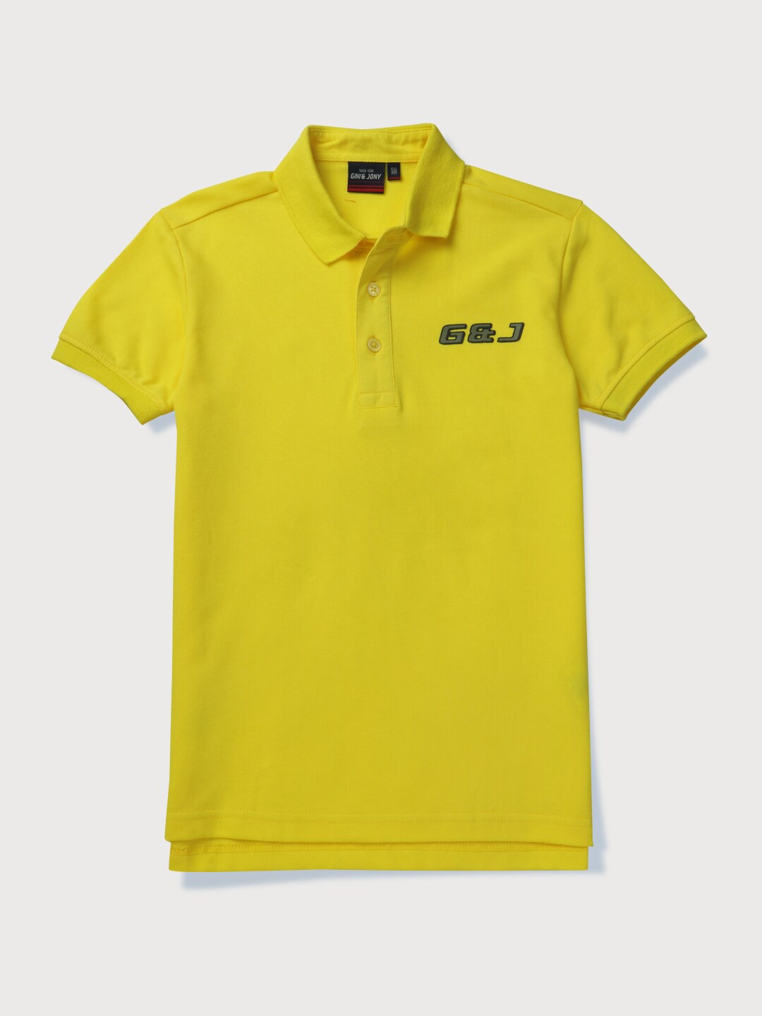 

Gini and Jony Boys Solid Pollo Collar Cotton T-shirt, Yellow