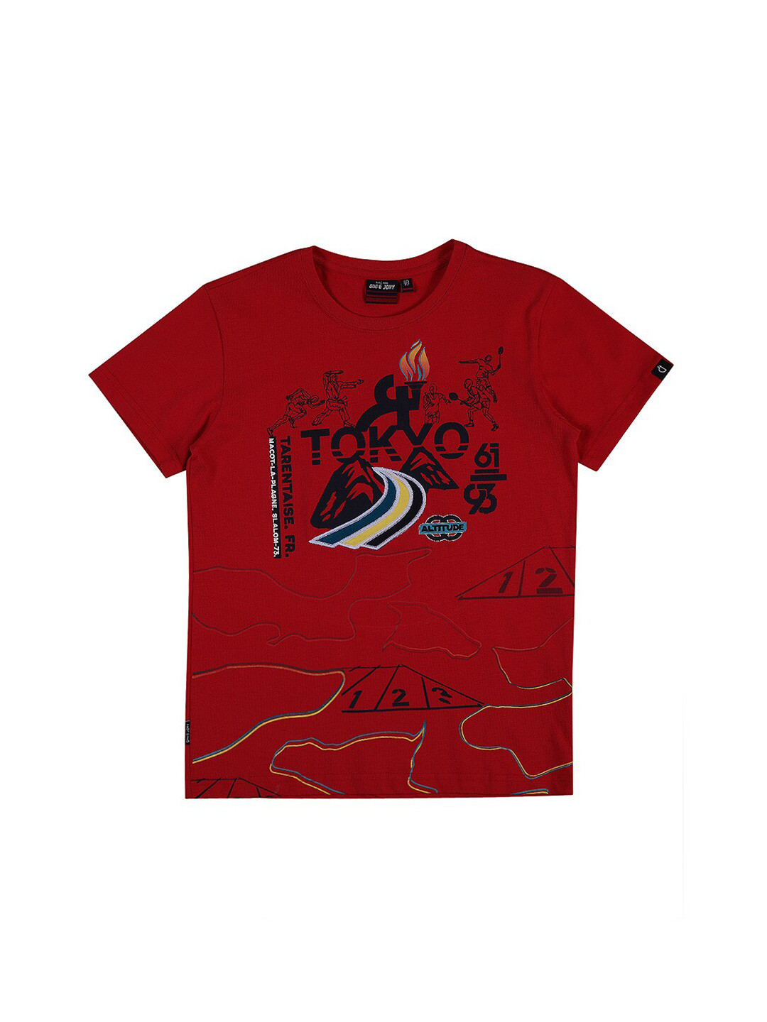 

Gini and Jony Boys Typography Printed Cotton T-shirt, Red