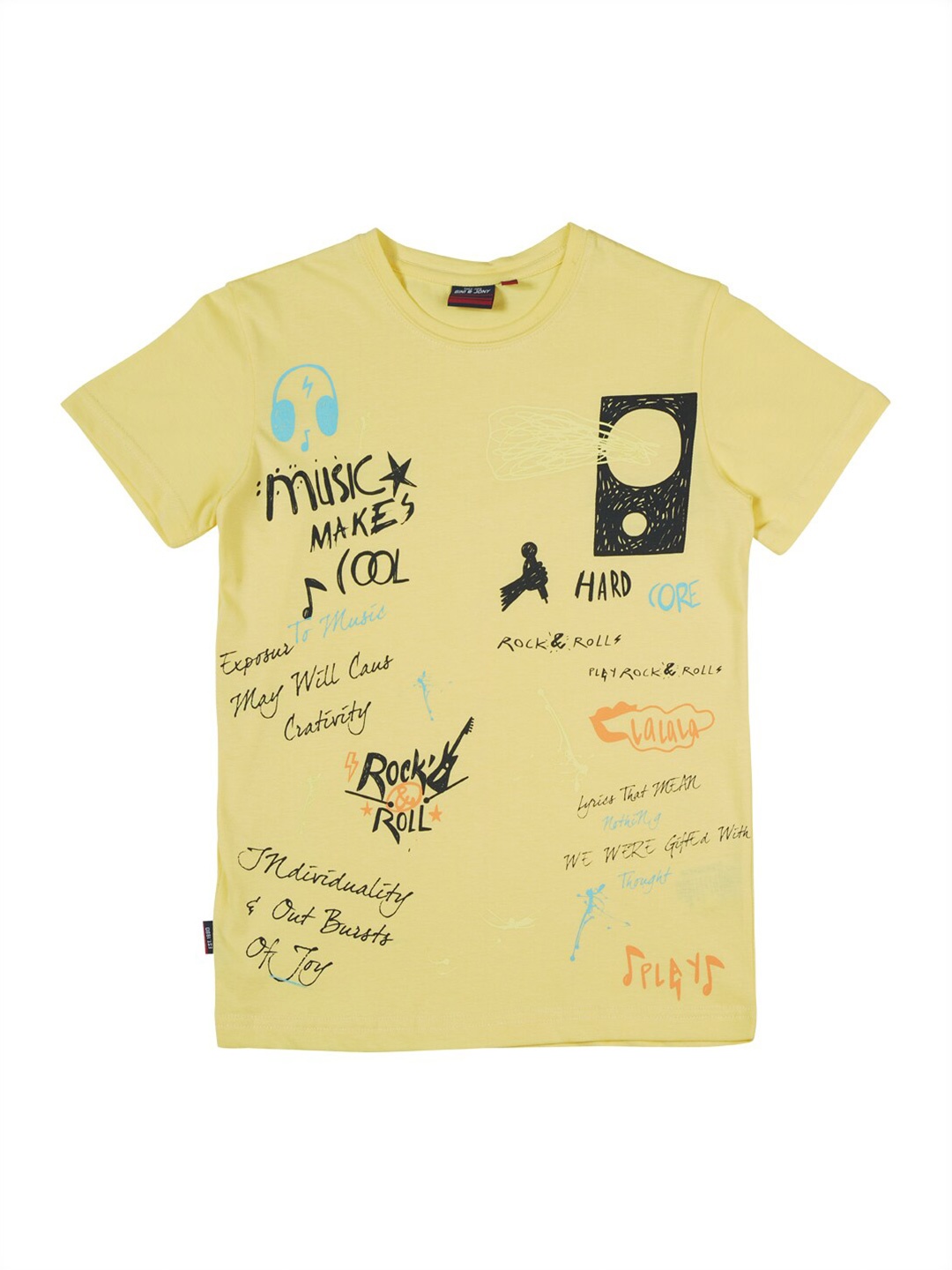 

Gini and Jony Boys Graphic Printed Cotton T-shirt, Yellow