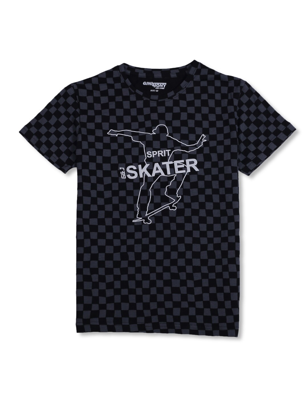 

Gini and Jony Boys Printed Cotton T-shirt, Black