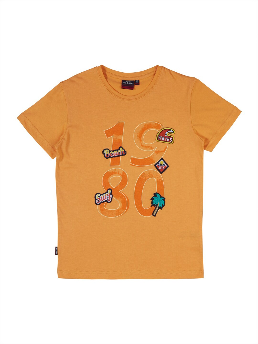 

Gini and Jony Boys Graphic Printed Cotton T-shirt, Orange