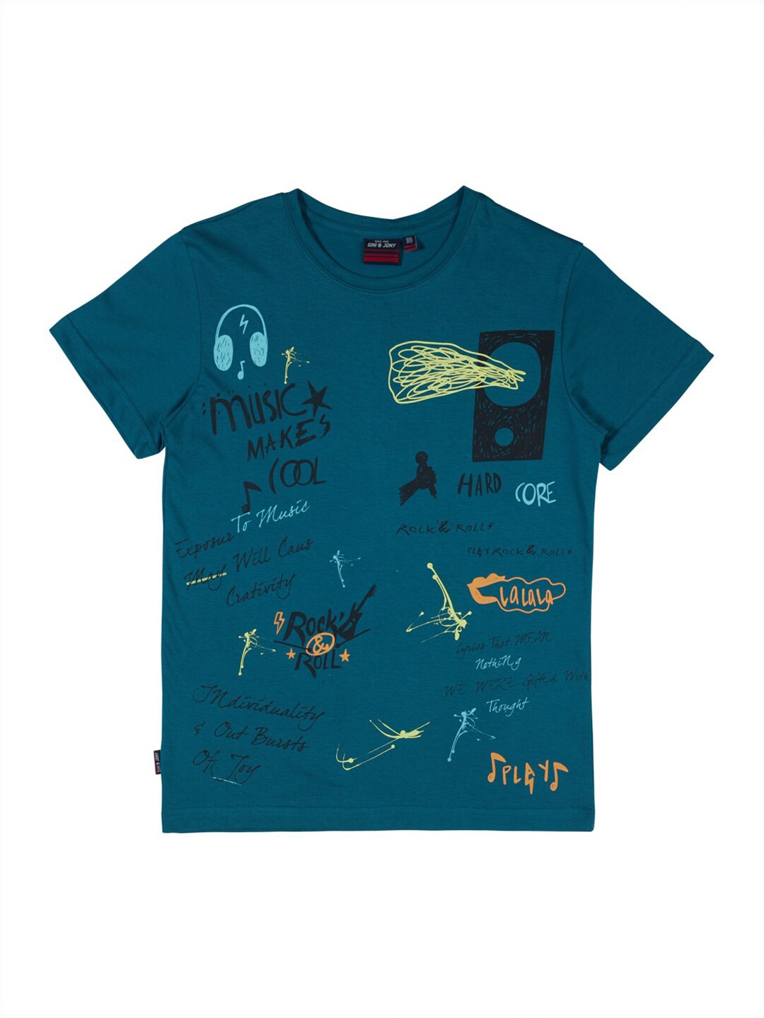 

Gini and Jony Boys Graphic Printed Cotton T-shirt, Green