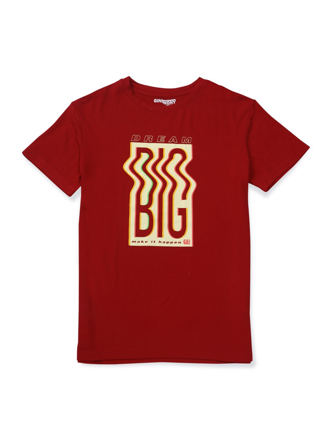 

Gini and Jony Boys Typography Printed Round Neck Cotton T-shirt, Red