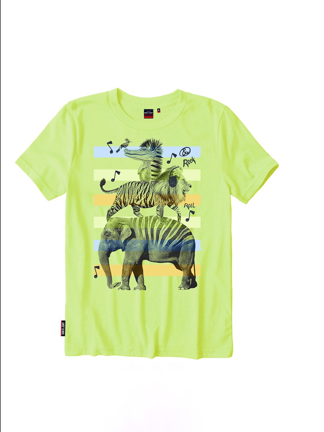 

Gini and Jony Boys Printed Round Neck Cotton T-shirt, Green