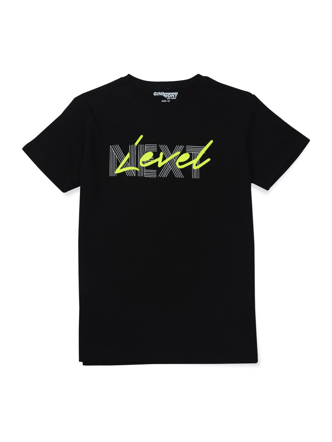 

Gini and Jony Boys Typography Printed Cotton T-shirt, Black