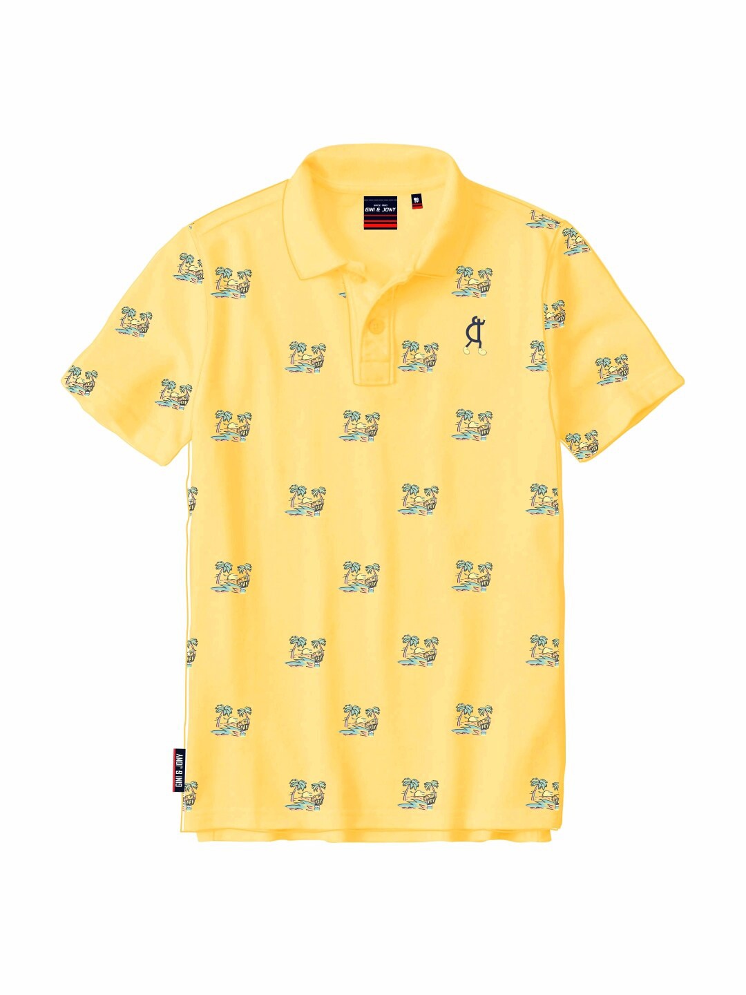 

Gini and Jony Boys Printed Polo Collar Cotton T-shirt, Yellow