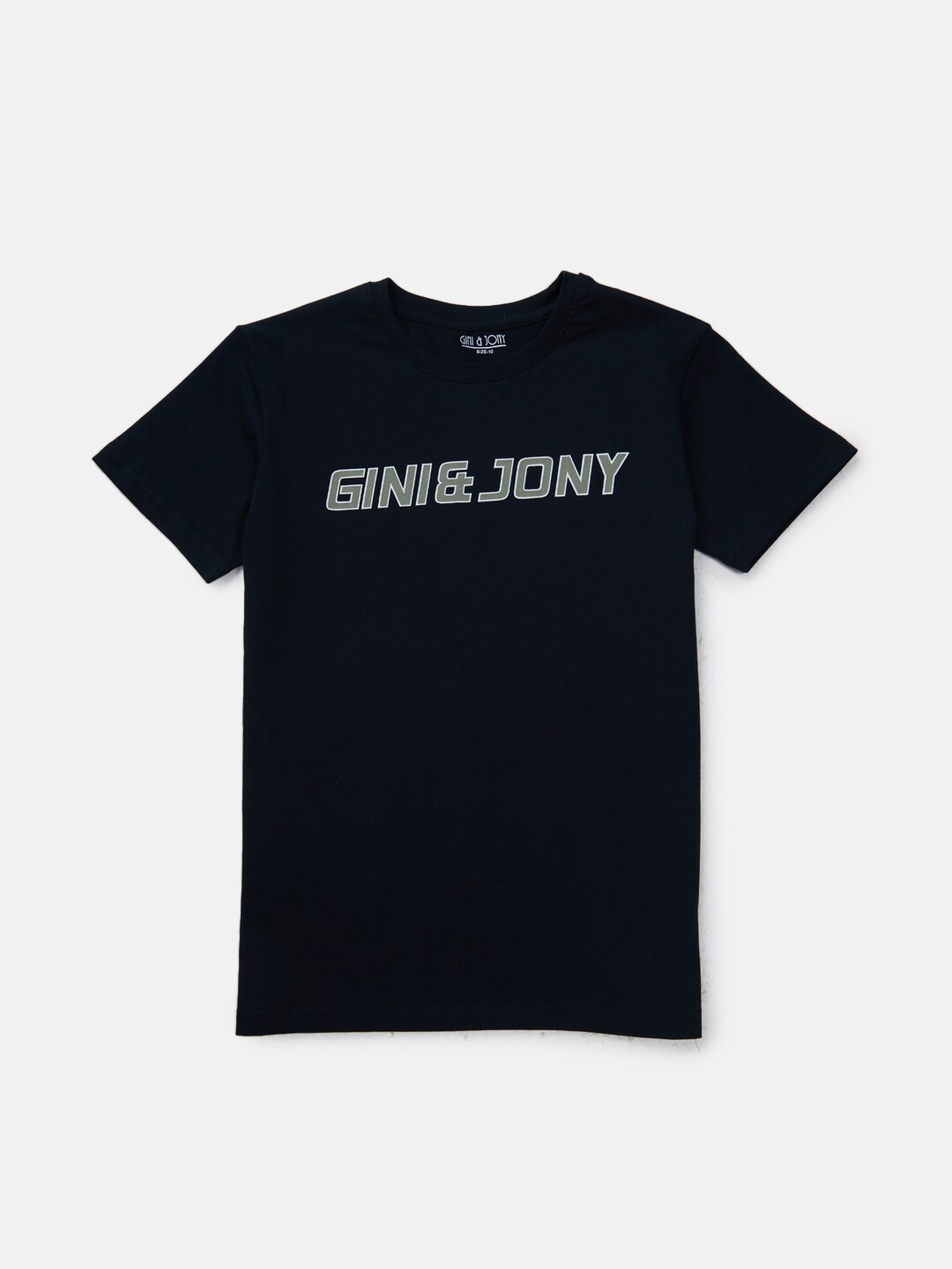 

Gini and Jony Boys Typography Printed Cotton T-shirt, Black