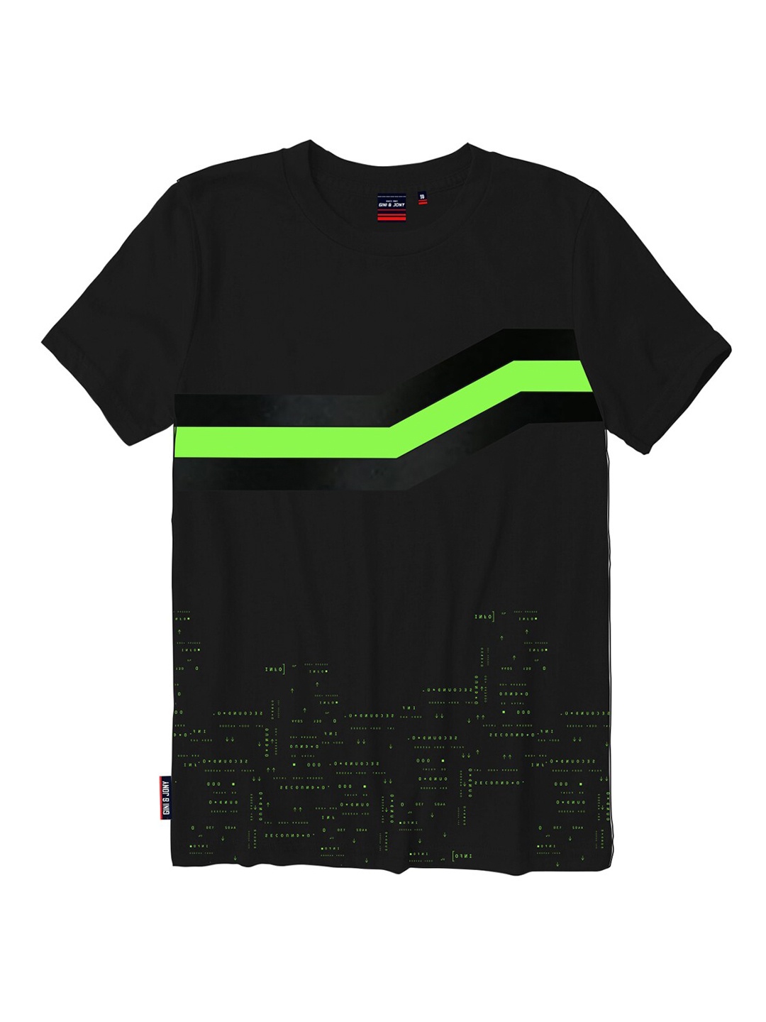 

Gini and Jony Boys Printed Cotton T-shirt, Black