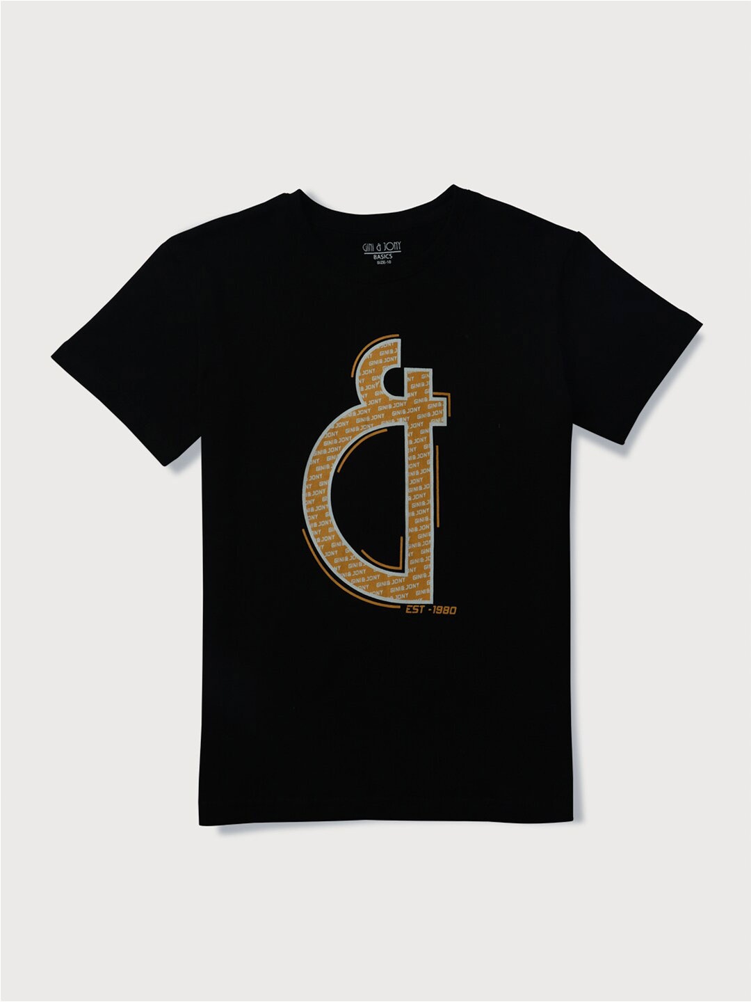 

Gini and Jony Boys Typography Printed Cotton Relaxed Fit T-shirt, Black