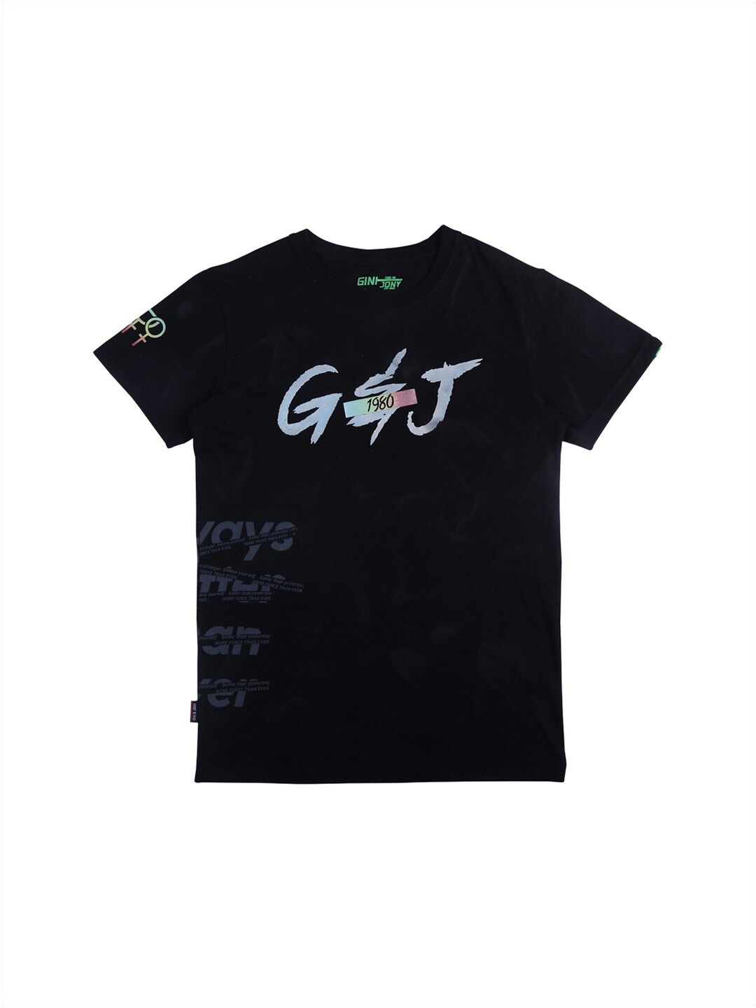 

Gini and Jony Boys Typography Printed Relaxed Fit Cotton T-shirt, Black