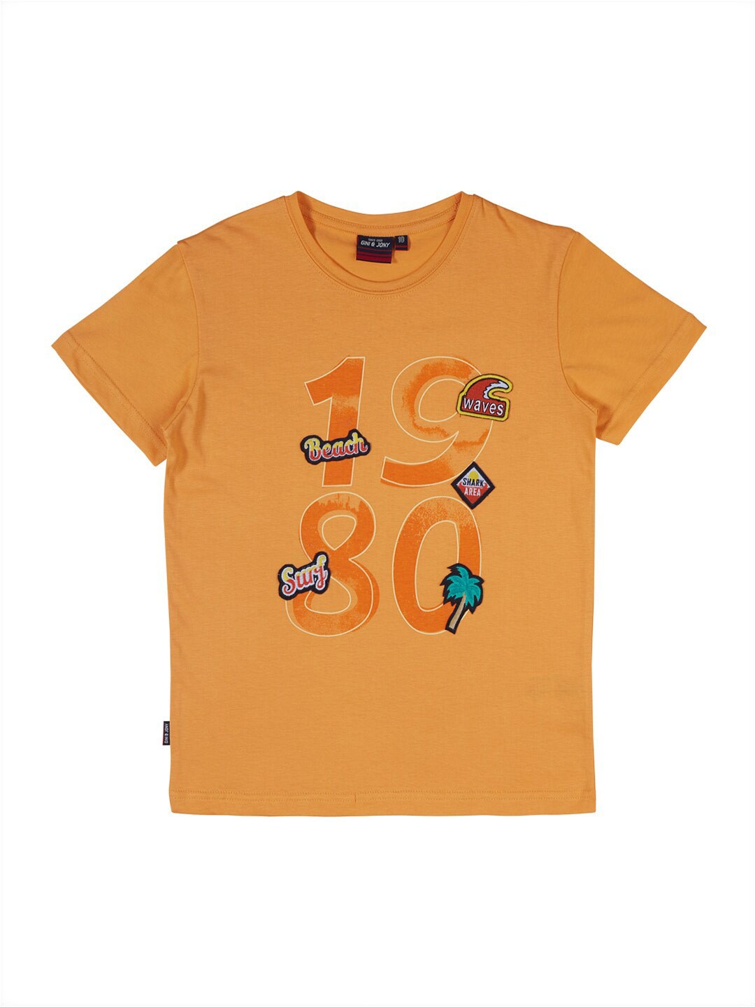 

Gini and Jony Boys Typography Printed Cotton Relaxed Fit T-shirt, Orange