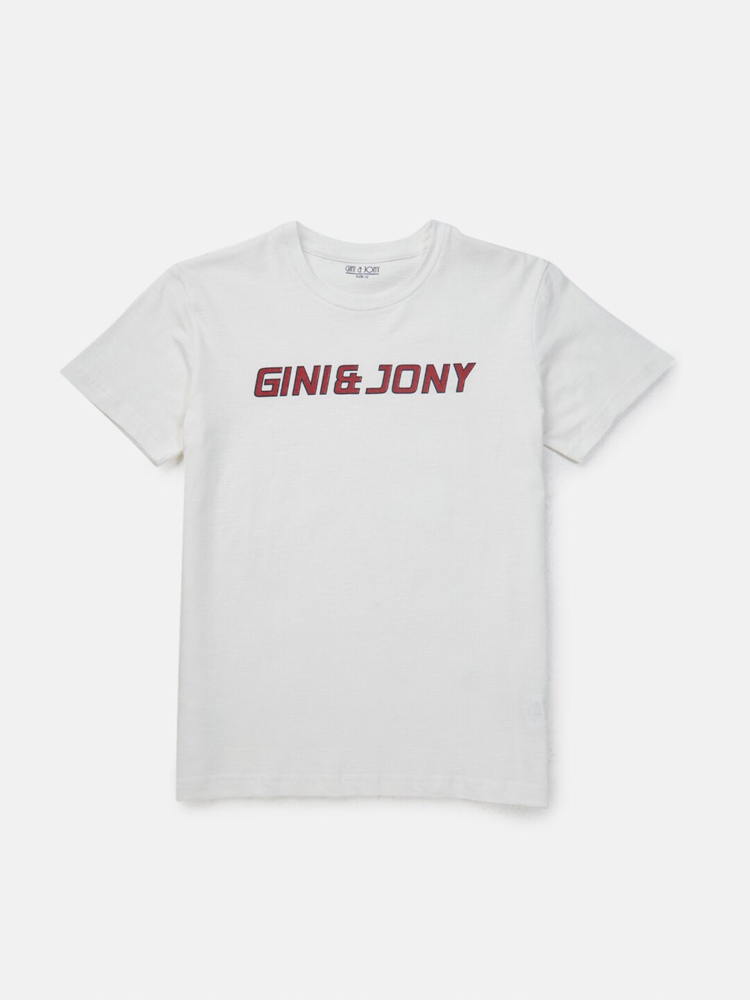 

Gini and Jony Boys Typography Printed Cotton T-shirt, White