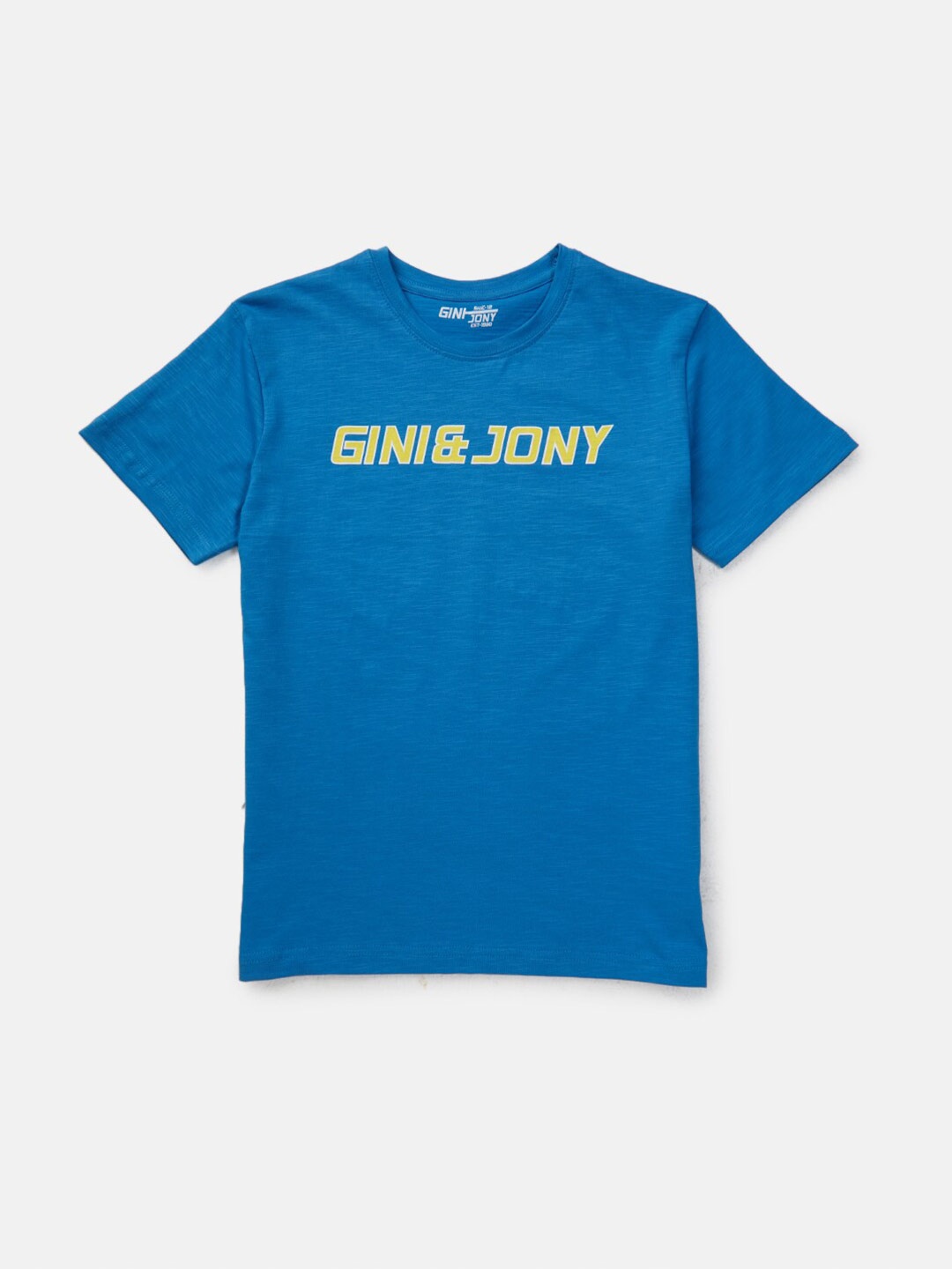 

Gini and Jony Boys Typography Printed T-shirt, Blue