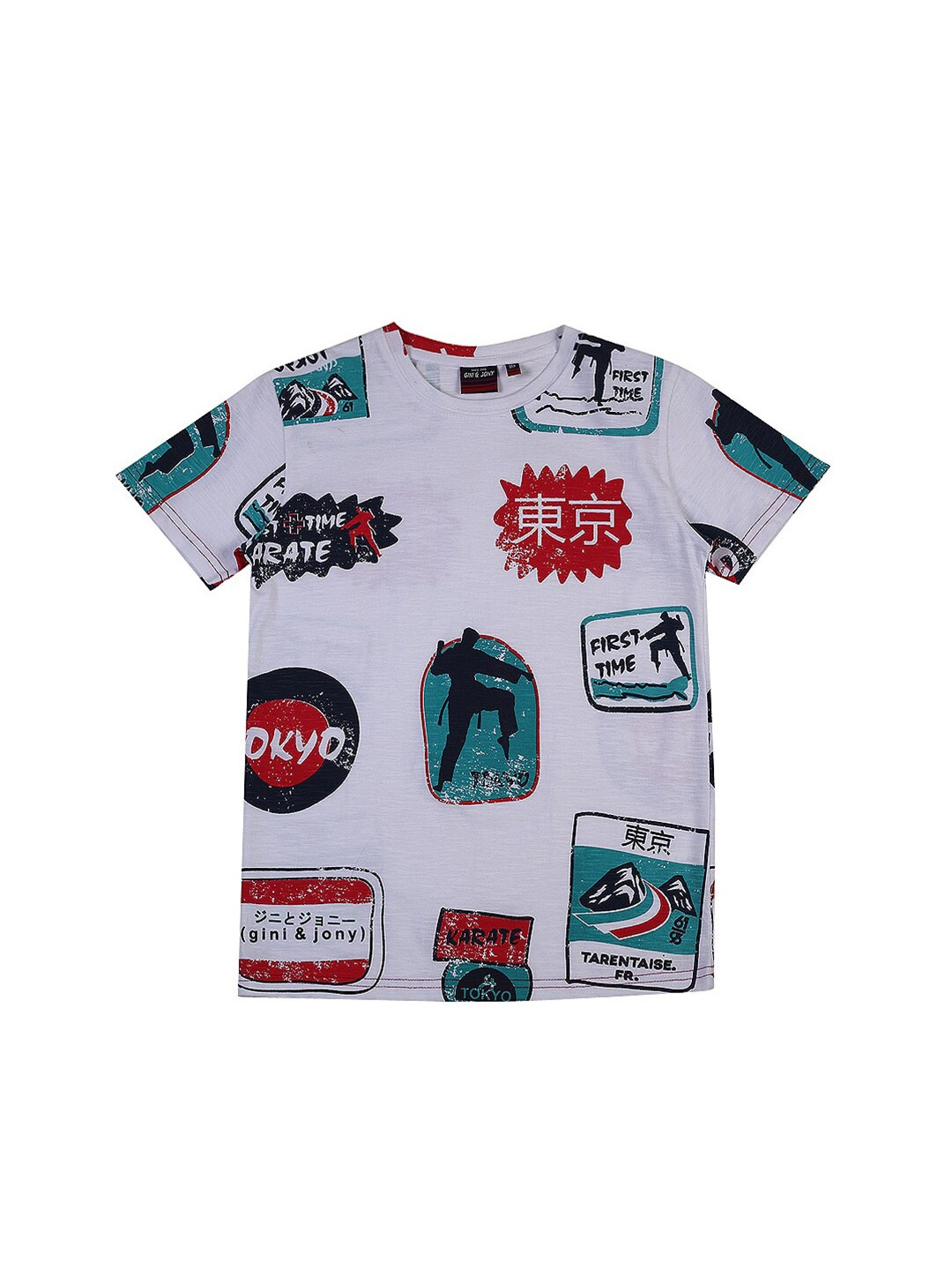 

Gini and Jony Boys Printed T-shirt, White