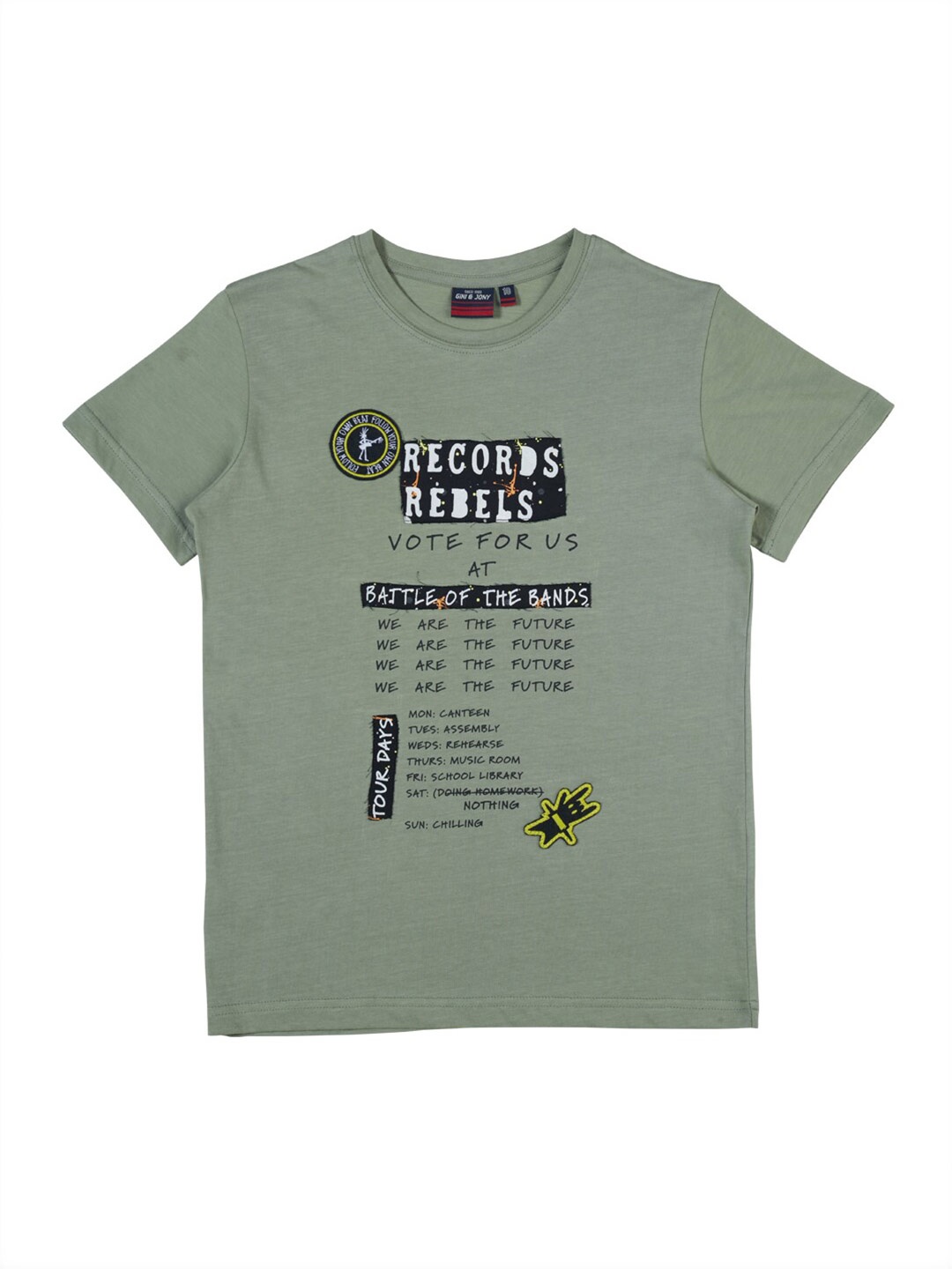 

Gini and Jony Boys Typography Printed T-shirt, Grey