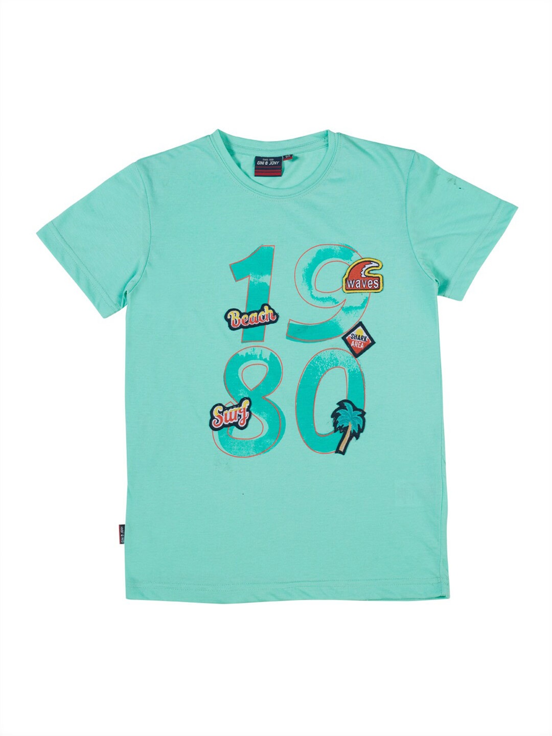 

Gini and Jony Boys Graphic Printed Cotton T-shirt, Green