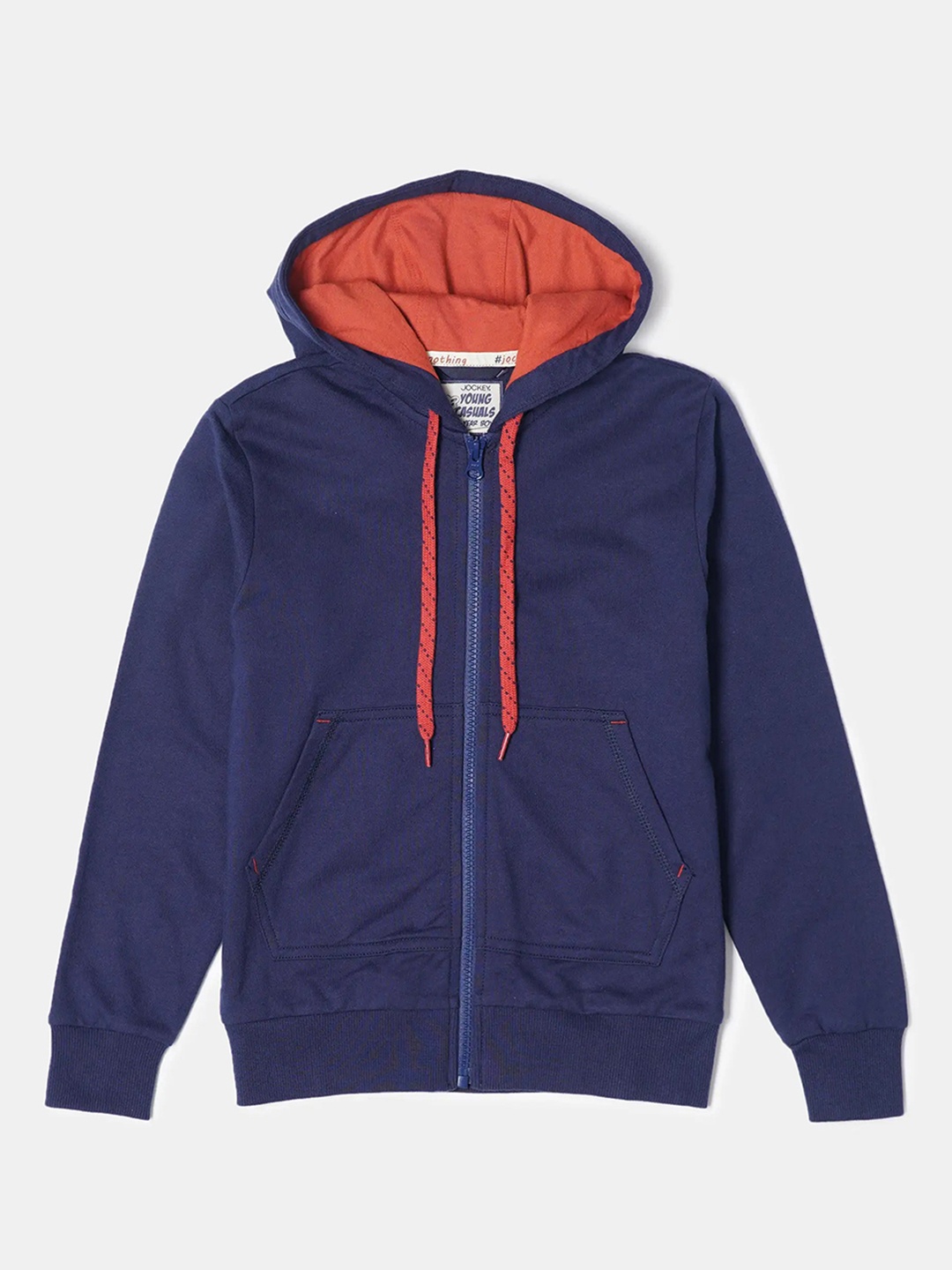 

Jockey Boys Super Combed Cotton Printed Hoodie Jacket With Convenient Side Pockets-CB07, Navy blue