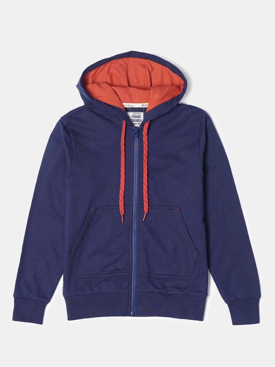 

Jockey Boys Super Combed Cotton Printed Hoodie Jacket With Convenient Side Pockets-CB07, Navy blue