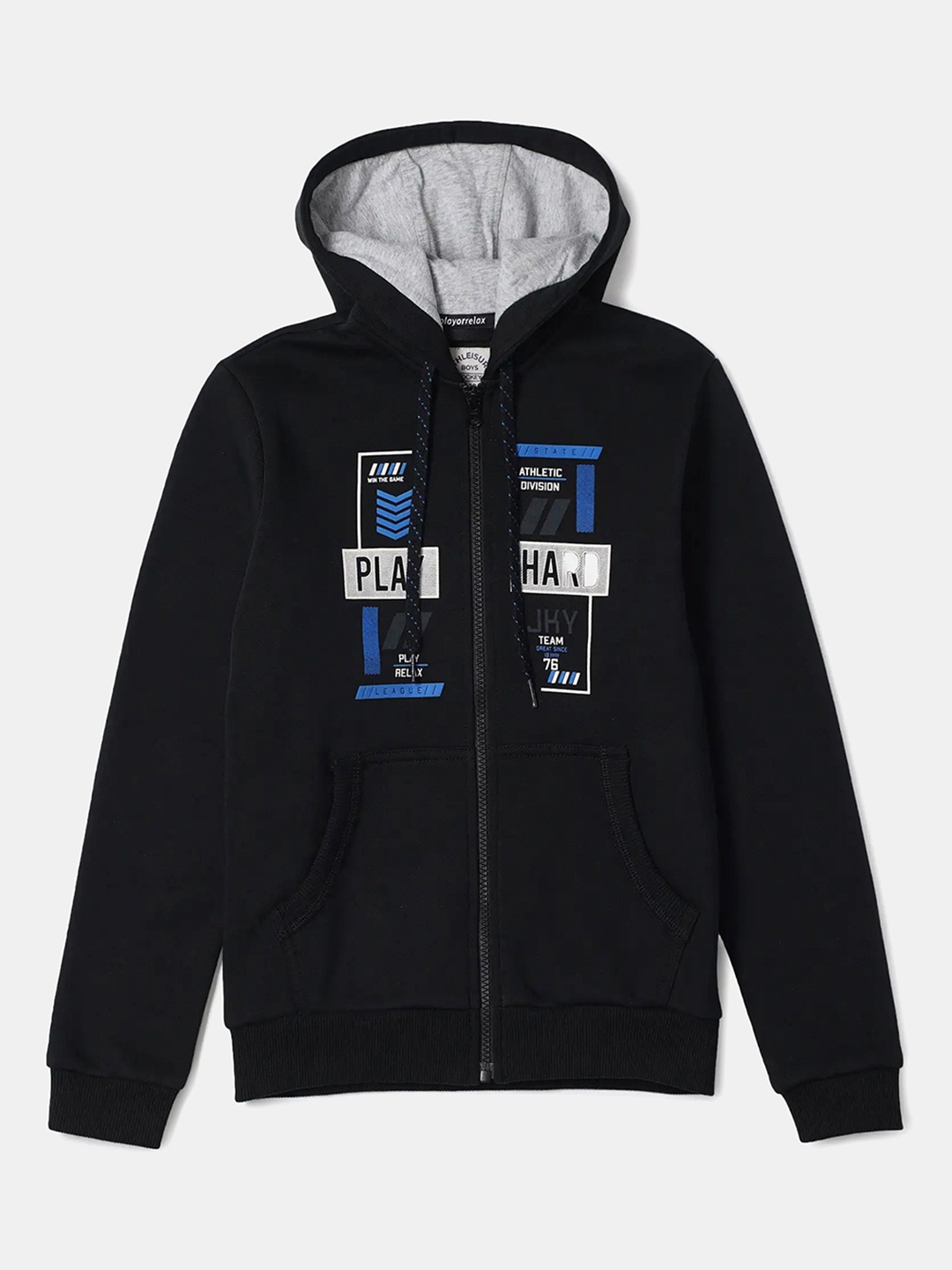 

Jockey Boy Super Combed Cotton Printed Hoodie Jacket With Convenient Side Pockets-AB37, Black