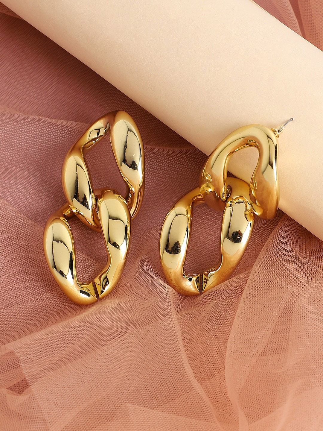 

SOHI Gold-Plated Contemporary Drop Earrings