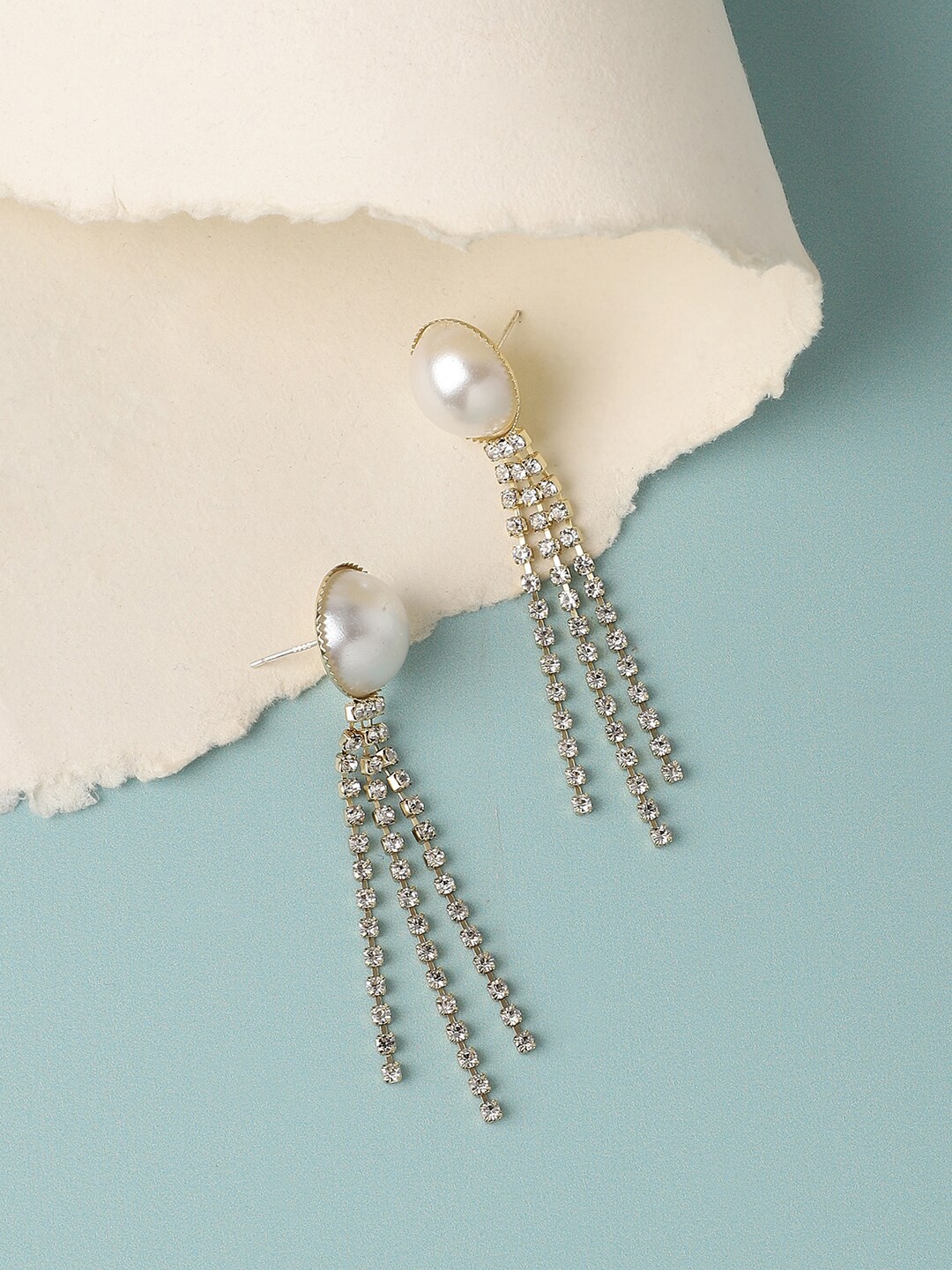 

SOHI Gold-Plated Contemporary Drop Earrings