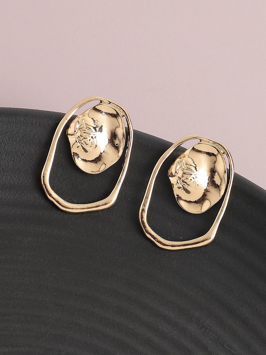 

SOHI Gold-Toned Contemporary Studs Earrings