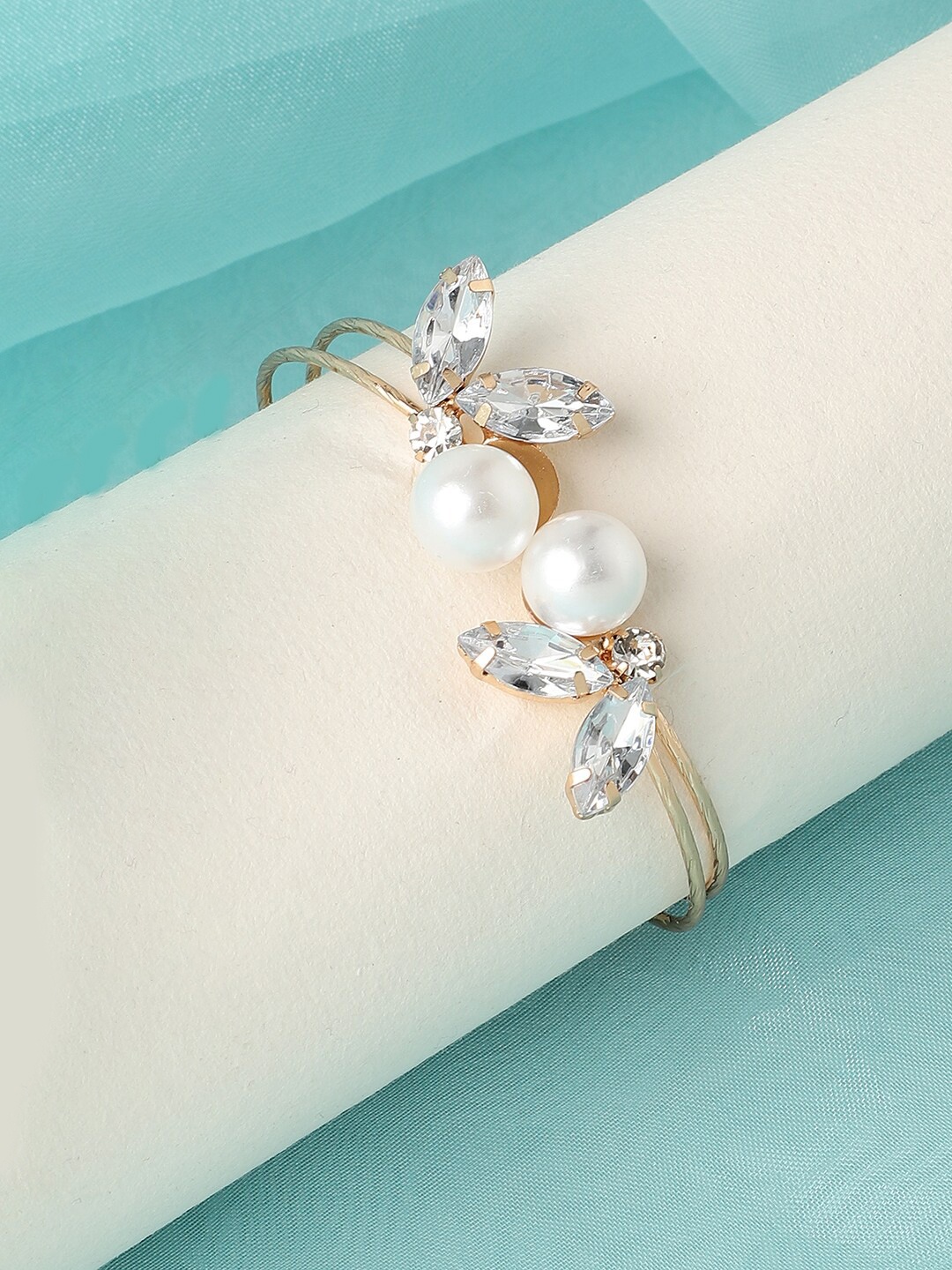 

SOHI Women Pearls Gold-Plated Bangle-Style Bracelet