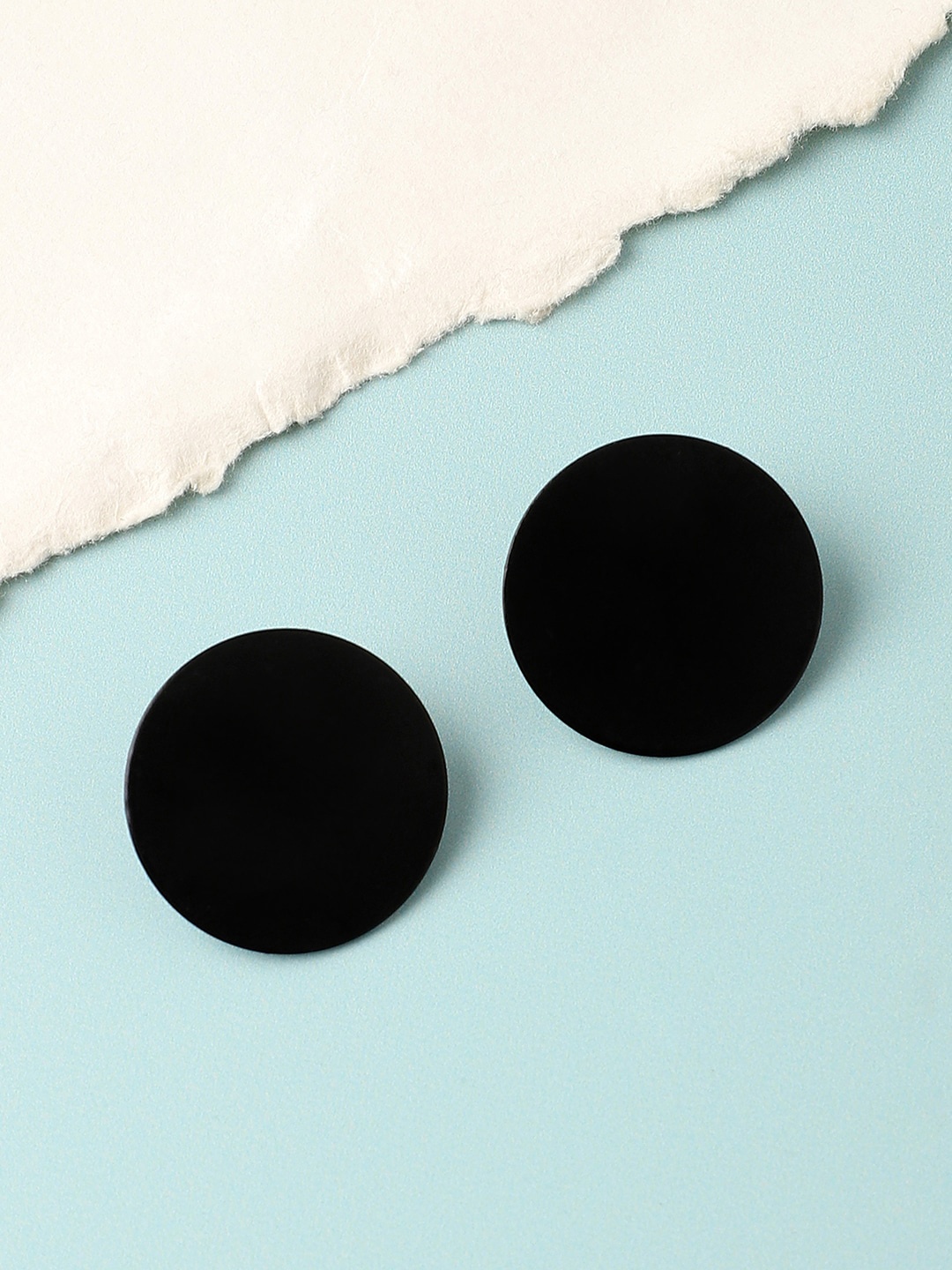

SOHI Gold-Plated Circular Studs Earrings, Black