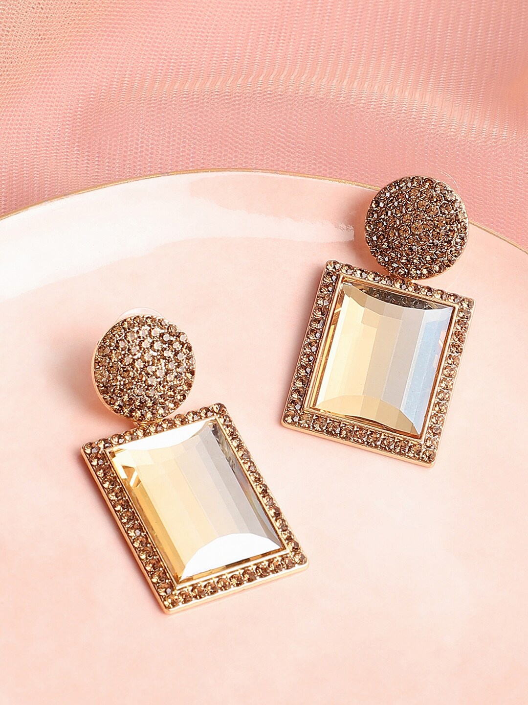 

SOHI Gold-Plated Square Drop Earrings