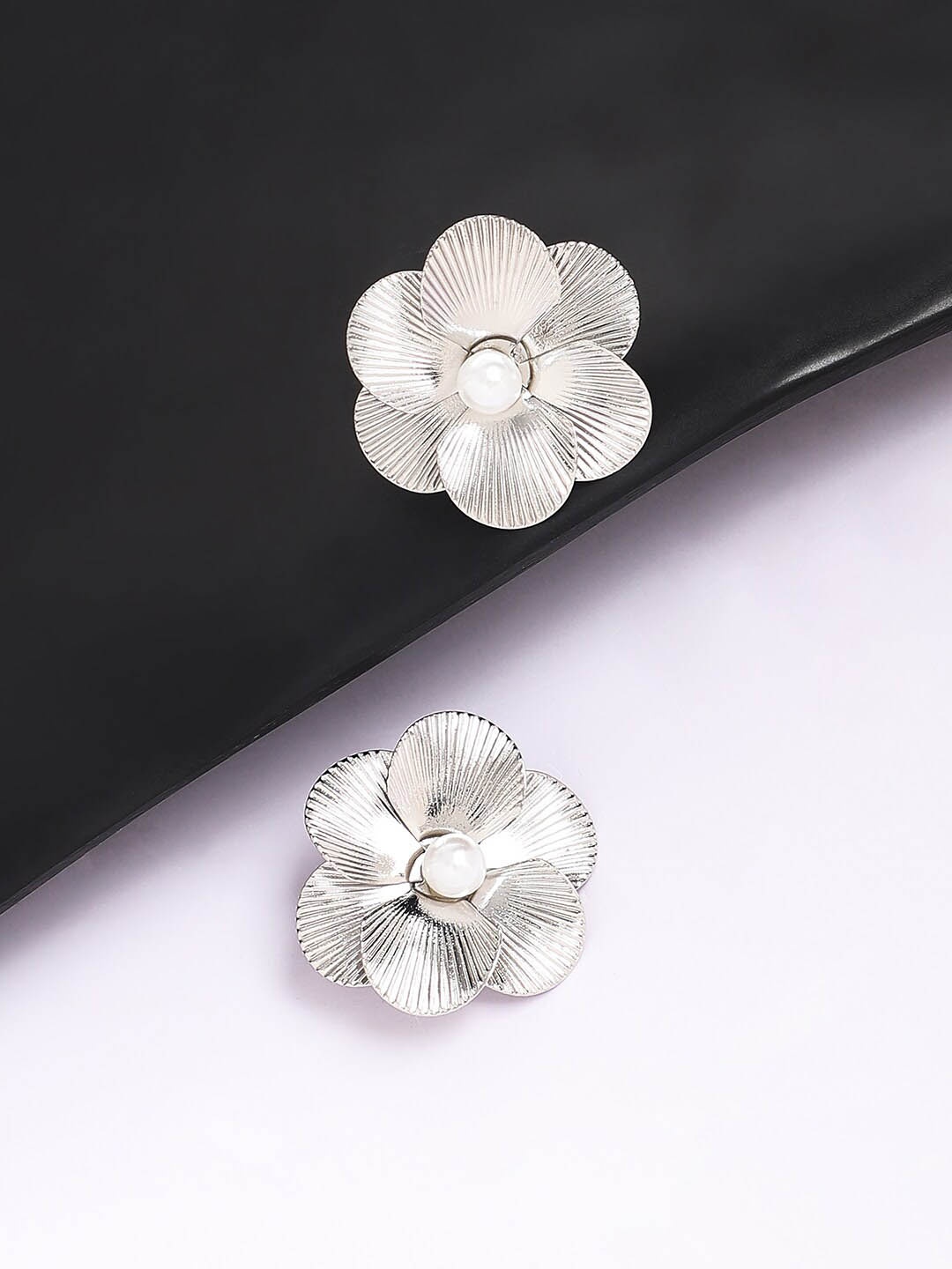 

SOHI Women Silver-Plated Contemporary Studs Earrings, White