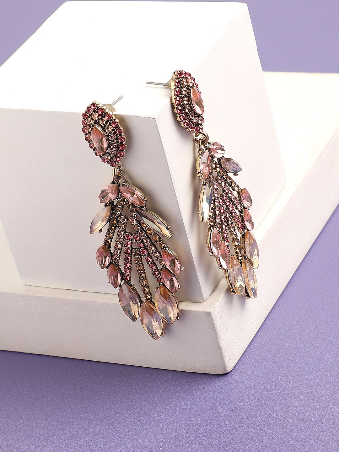 

SOHI Women Gold Plated Shaped Drop Earrings, Pink