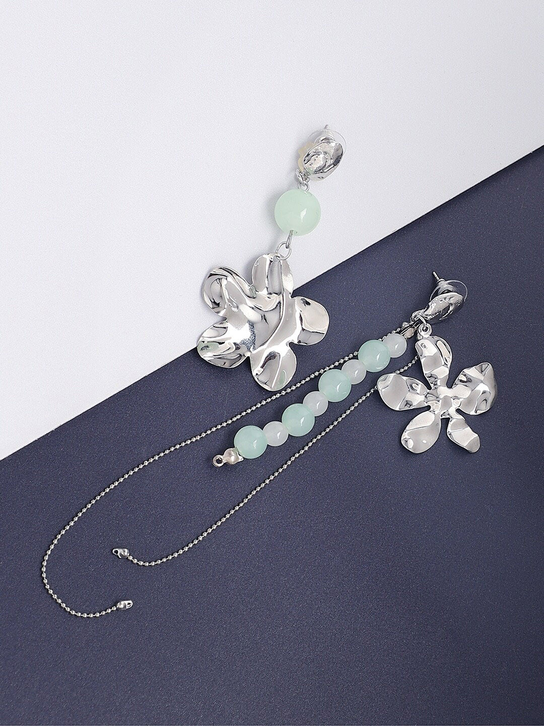 

SOHI Women Silver Plated Floral Drop Earrings, Sea green
