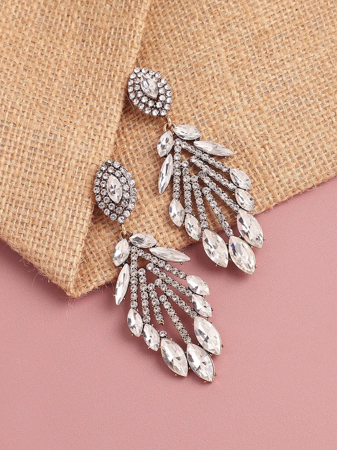 

SOHI Gold-Plated Contemporary Drop Earrings, Silver