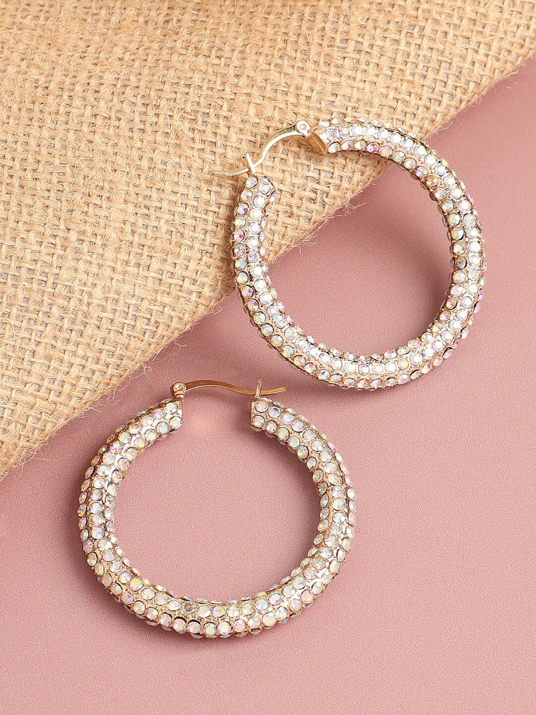 

SOHI Gold-Plated Contemporary Hoop Earrings