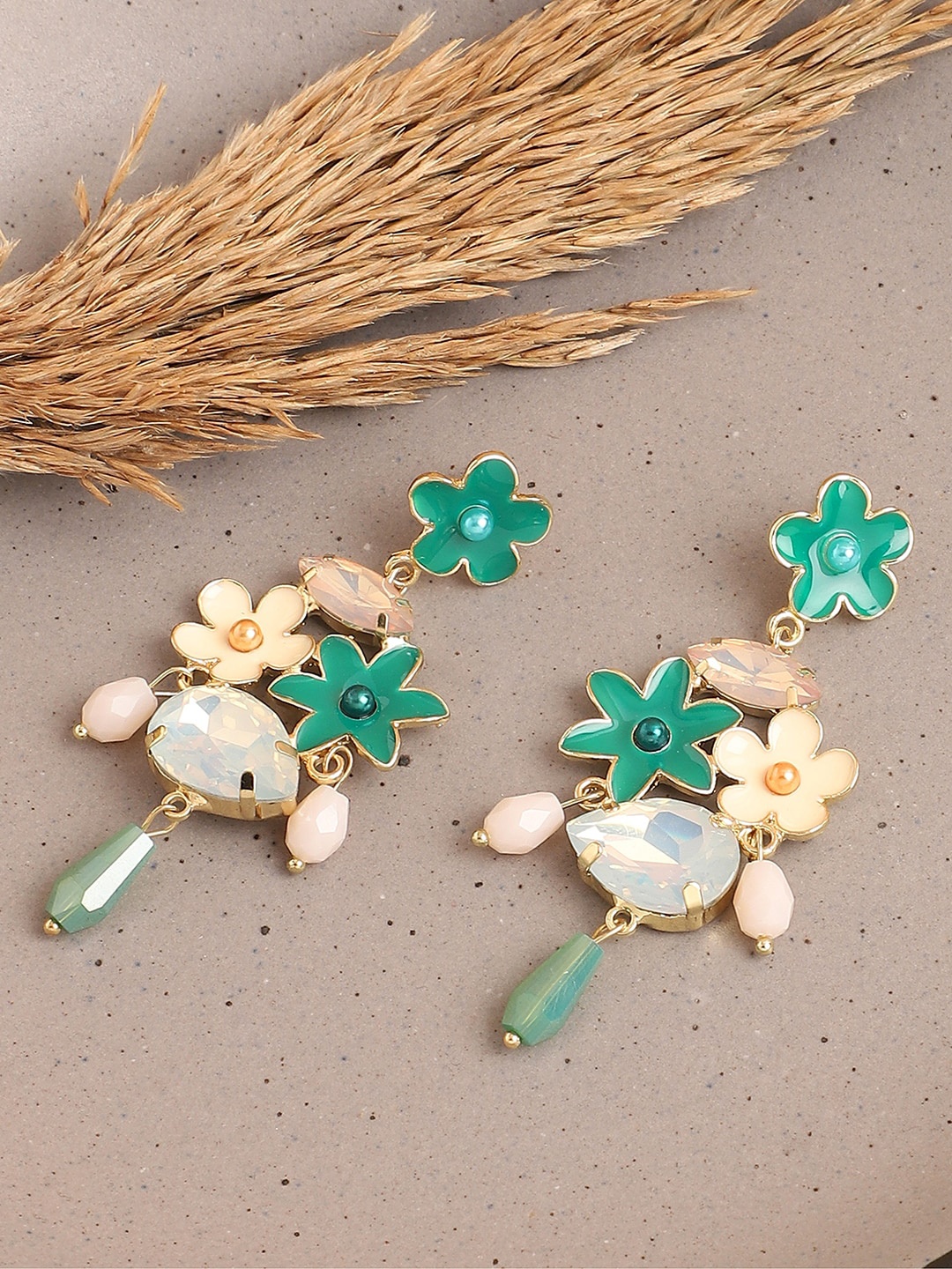 

SOHI Gold Plated Contemporary Drop Earrings