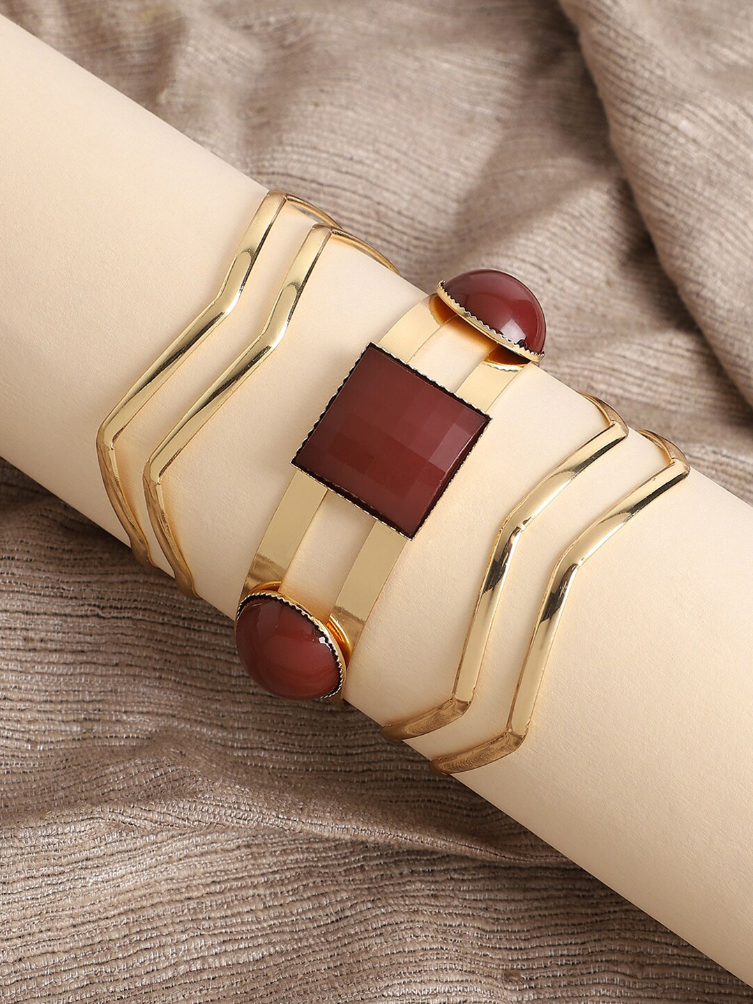 

SOHI Women Stone Studded Cuff Bracelet, Gold