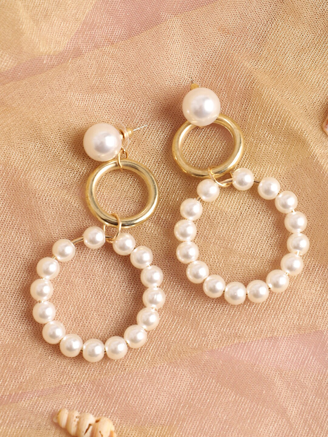 

SOHI Gold Plated Contemporary Drop Earrings, White