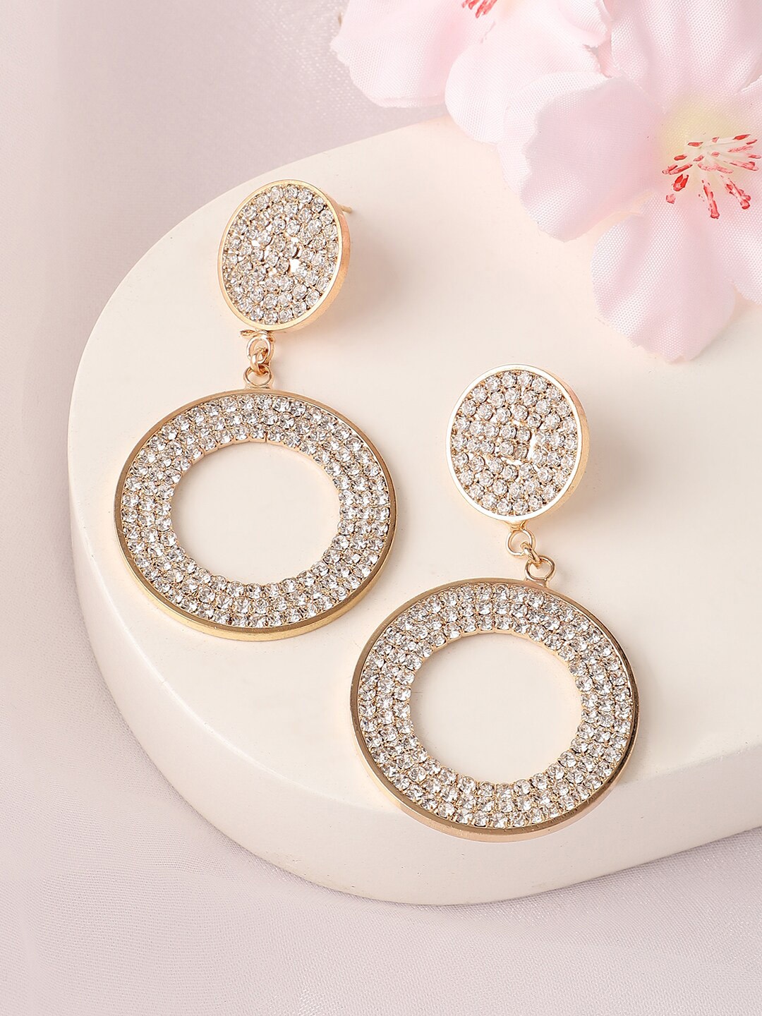

SOHI Gold-Plated Contemporary Drop Earrings