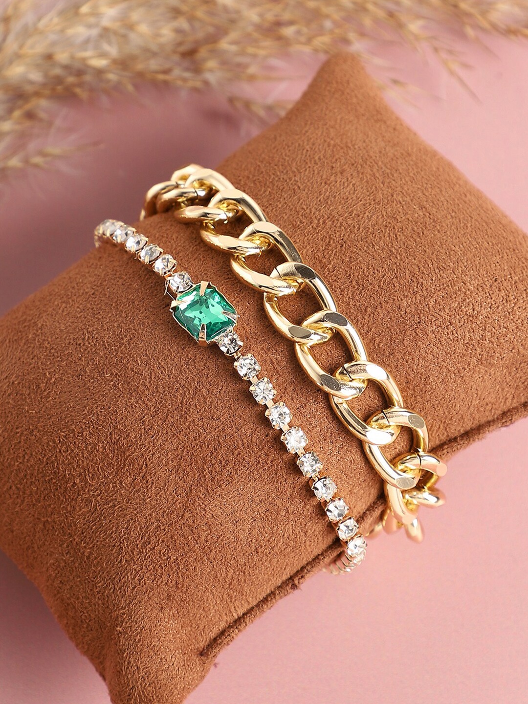 

SOHI Women Pack of 2 Link Bracelet, Gold
